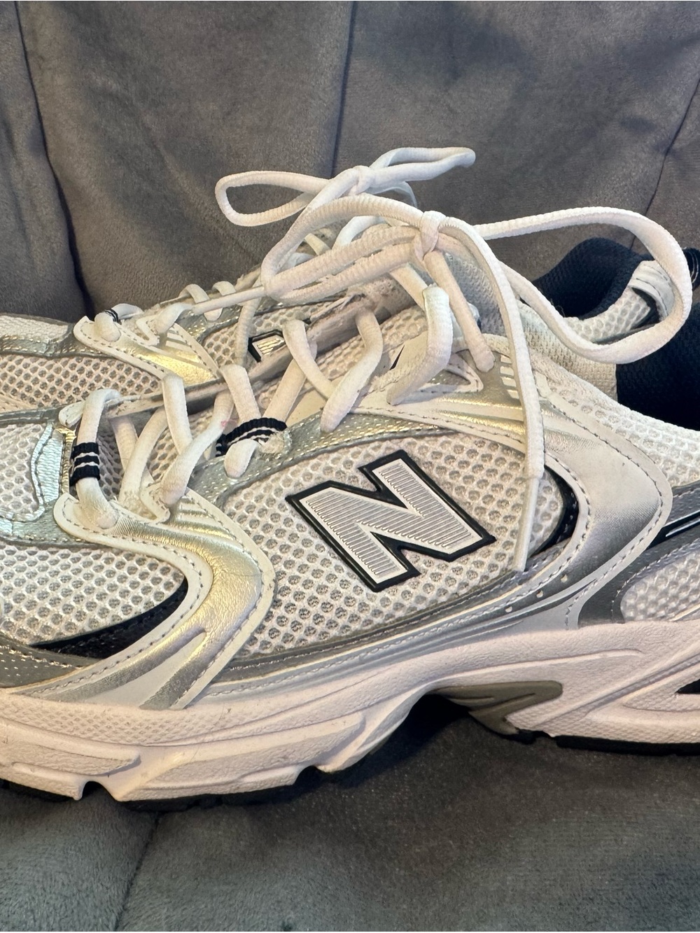 New Balance 530 White & Silver Athletic Sneakers